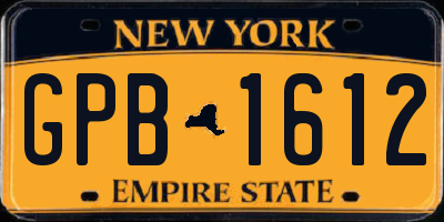 NY license plate GPB1612