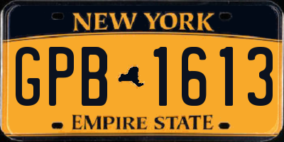 NY license plate GPB1613