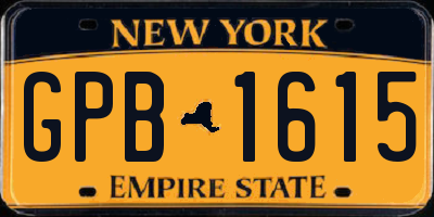 NY license plate GPB1615