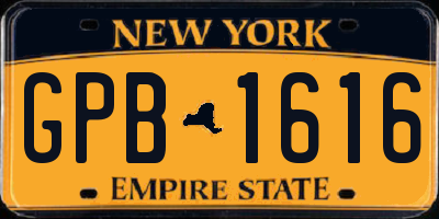 NY license plate GPB1616