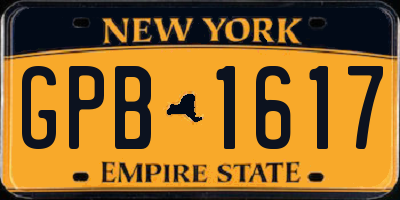 NY license plate GPB1617