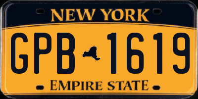 NY license plate GPB1619