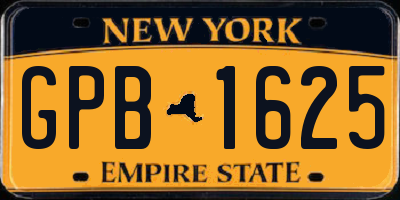 NY license plate GPB1625