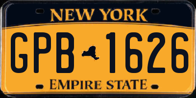 NY license plate GPB1626