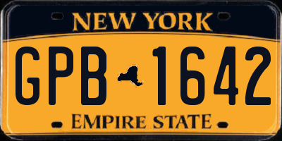 NY license plate GPB1642