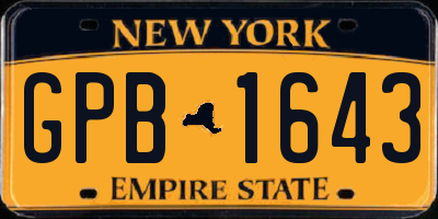 NY license plate GPB1643