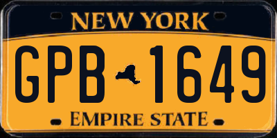 NY license plate GPB1649