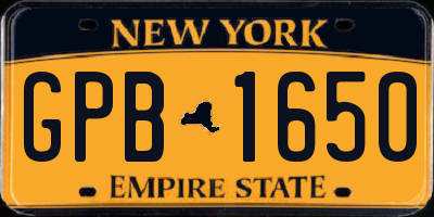 NY license plate GPB1650