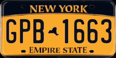 NY license plate GPB1663