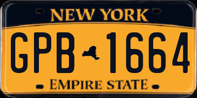 NY license plate GPB1664