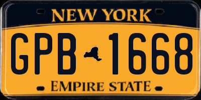 NY license plate GPB1668