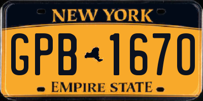 NY license plate GPB1670