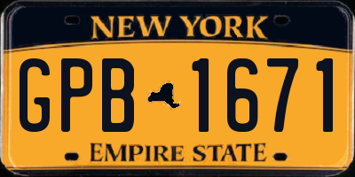 NY license plate GPB1671