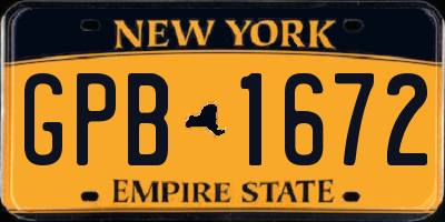 NY license plate GPB1672