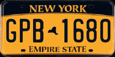 NY license plate GPB1680