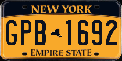 NY license plate GPB1692