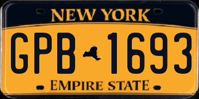 NY license plate GPB1693
