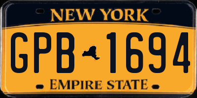 NY license plate GPB1694