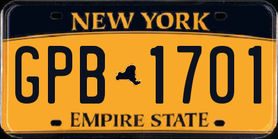 NY license plate GPB1701