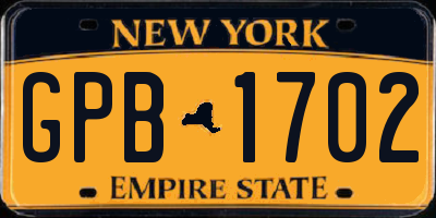 NY license plate GPB1702