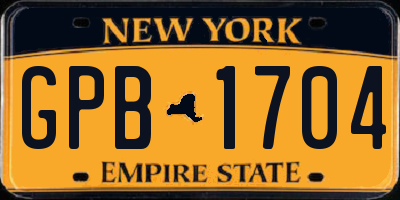 NY license plate GPB1704