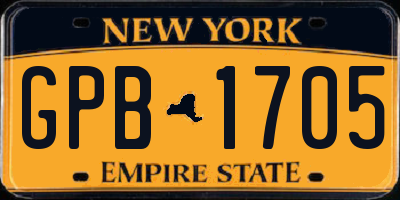 NY license plate GPB1705