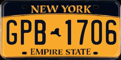NY license plate GPB1706