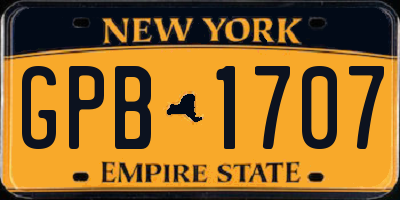 NY license plate GPB1707