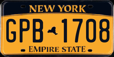 NY license plate GPB1708