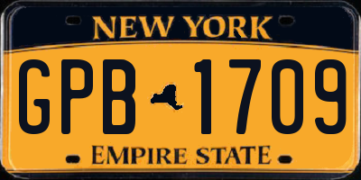 NY license plate GPB1709