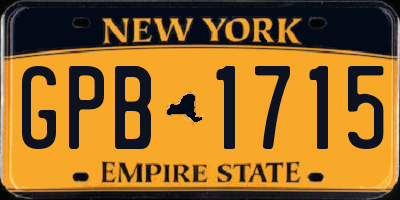 NY license plate GPB1715