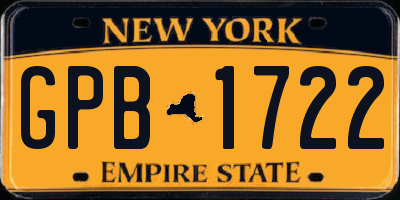 NY license plate GPB1722