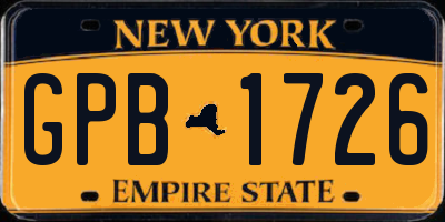 NY license plate GPB1726