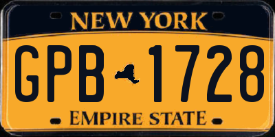 NY license plate GPB1728