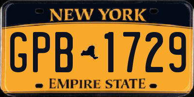 NY license plate GPB1729