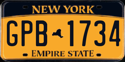NY license plate GPB1734
