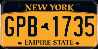 NY license plate GPB1735