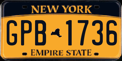 NY license plate GPB1736