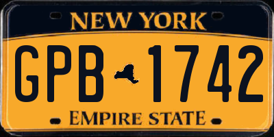 NY license plate GPB1742