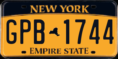 NY license plate GPB1744