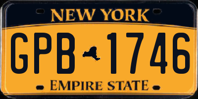 NY license plate GPB1746