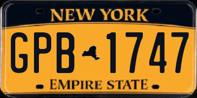 NY license plate GPB1747