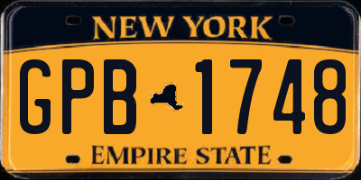 NY license plate GPB1748