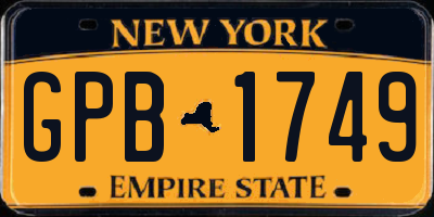 NY license plate GPB1749