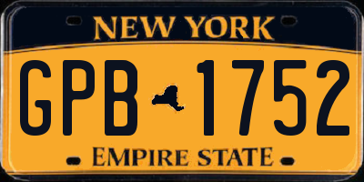NY license plate GPB1752