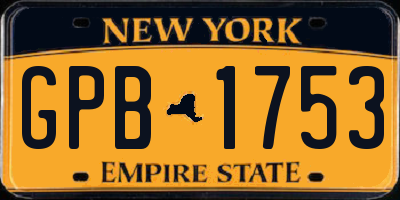 NY license plate GPB1753