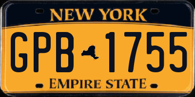 NY license plate GPB1755