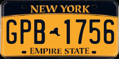 NY license plate GPB1756