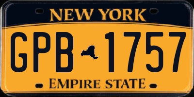 NY license plate GPB1757
