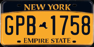 NY license plate GPB1758